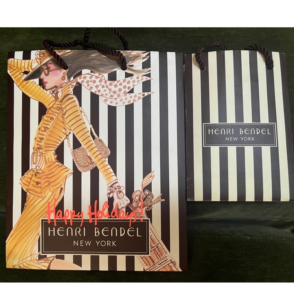 HENRI BENDEL :Bendel Girls Small Holidays Gift Bag and XS Bendel gift bag set 2